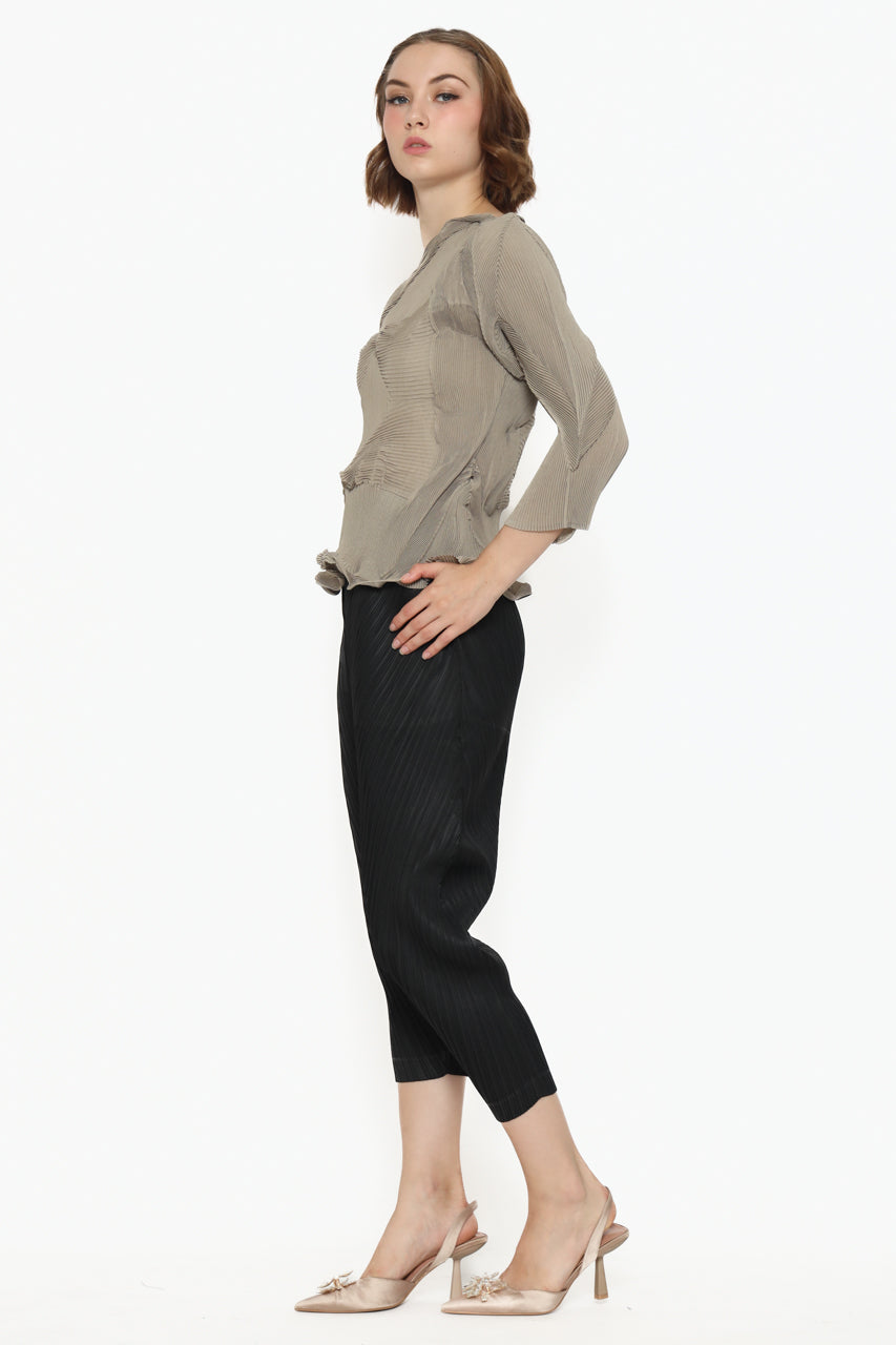 Bloom et Champs Crumpled Skin Tone Pleats Top/Parallel Pleats Pants