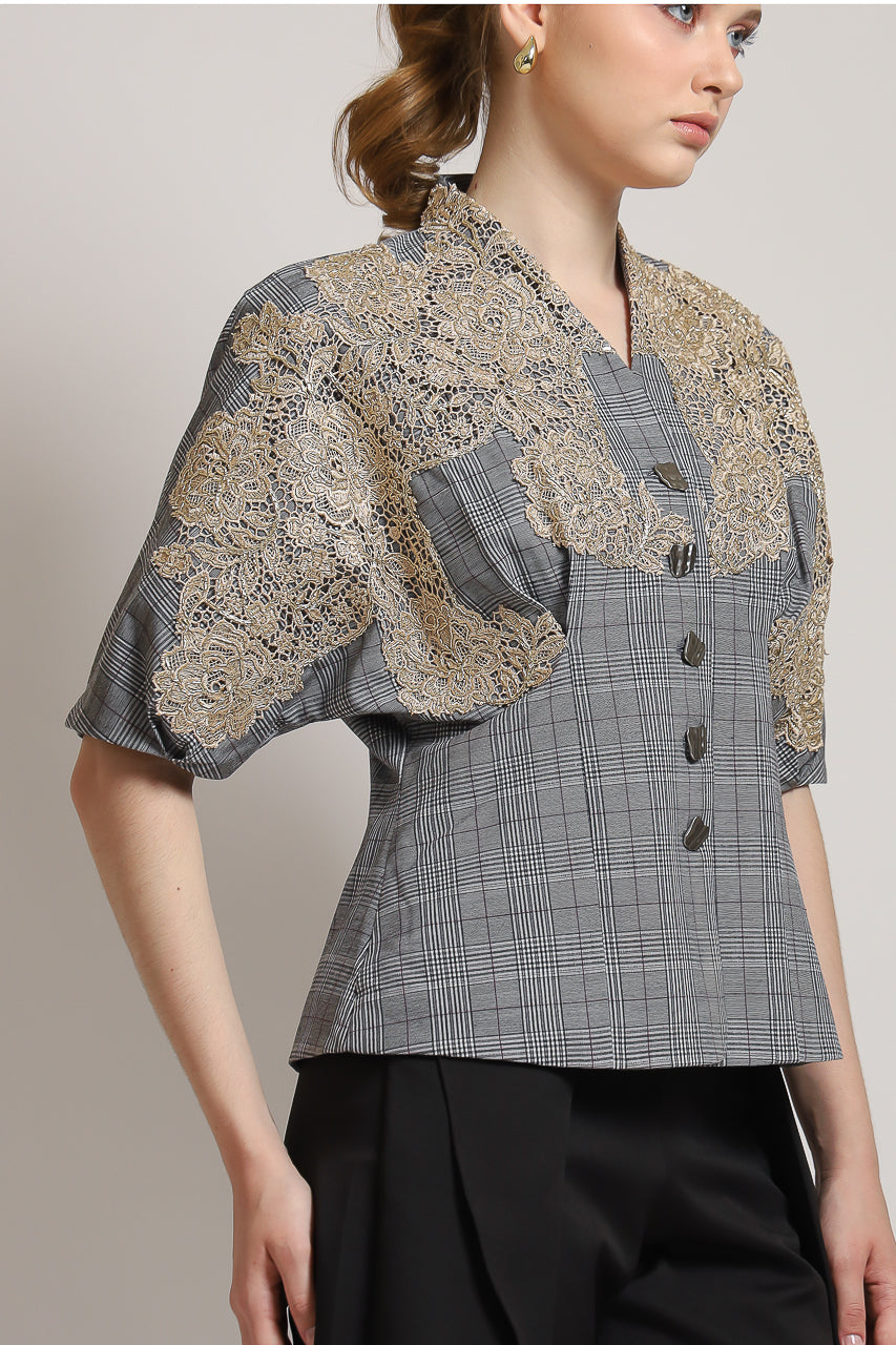 Bloom et Champs Caramel Blazer with Brocade