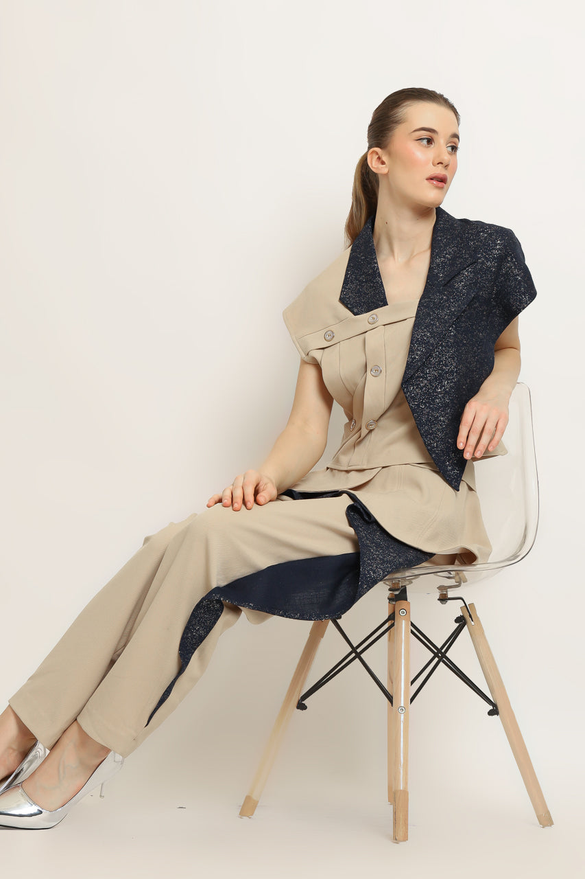 Bloom et Champs Lapel Glitter Top/ Celana Glitter