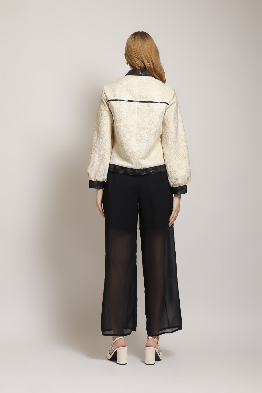Bloom et Champs Blazer Bamboo Jacquard Creme/ Celana Alena Saten
