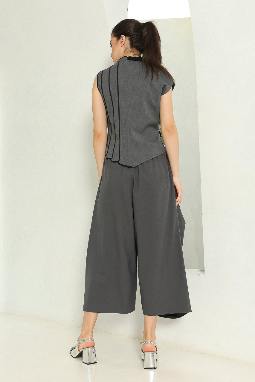 Bloom Et Champs Half List Brocade Top/Celana Kewer Abu