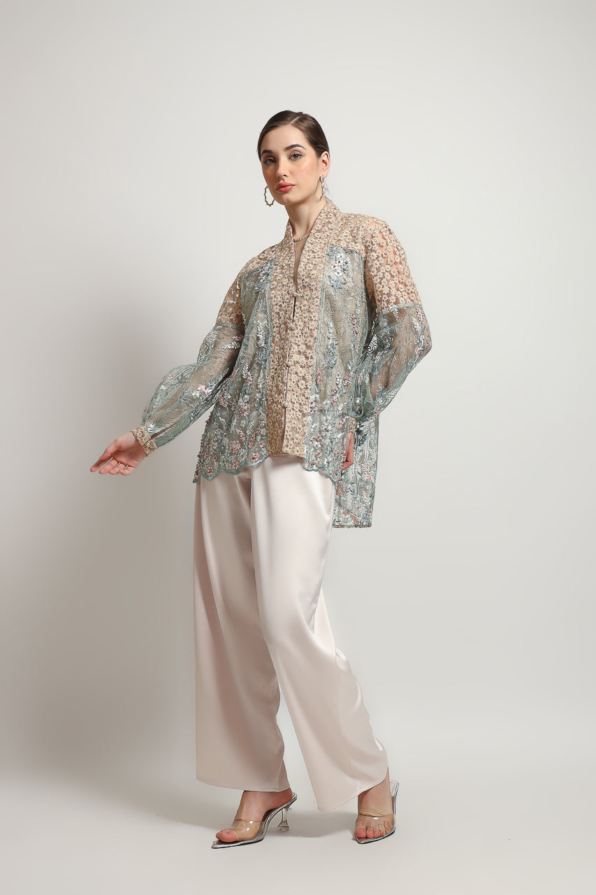 Bloom et Champs Kimono Kaftan KBY Olive with Elastic Saten Pants