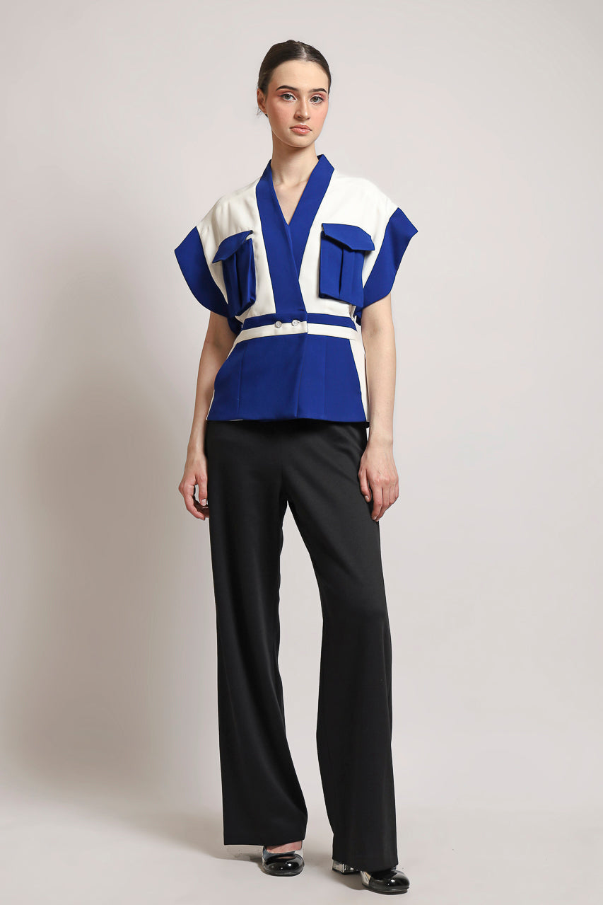 Bloom et Champs Kimono AK Kantong Biru Putih