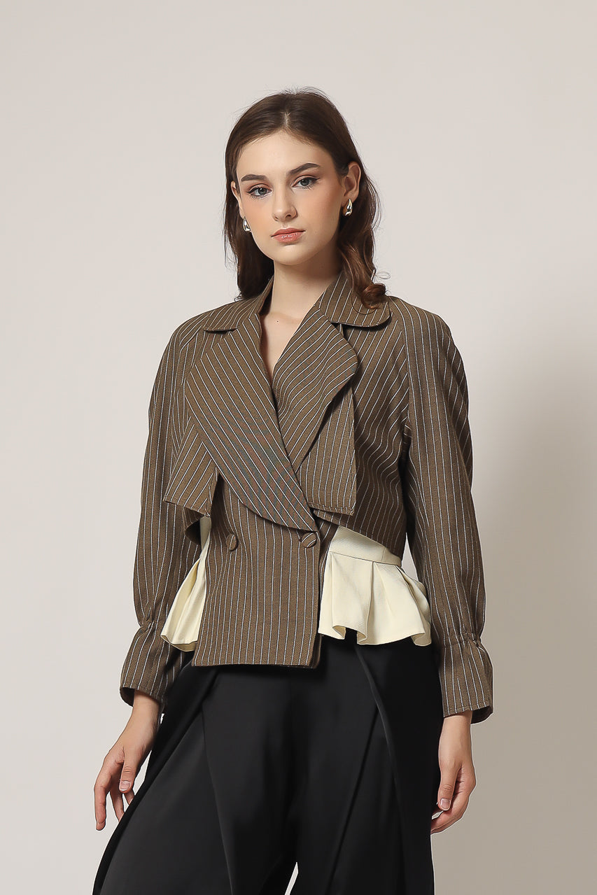 Bloom et Champs Kemeja Lipas Salur Mocha