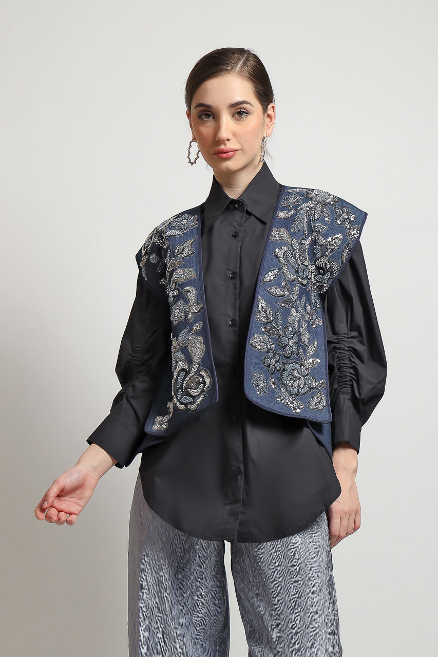 Bloom et Champs Outer Kaku Denim Payet/Elastic Grey Pleats Pants