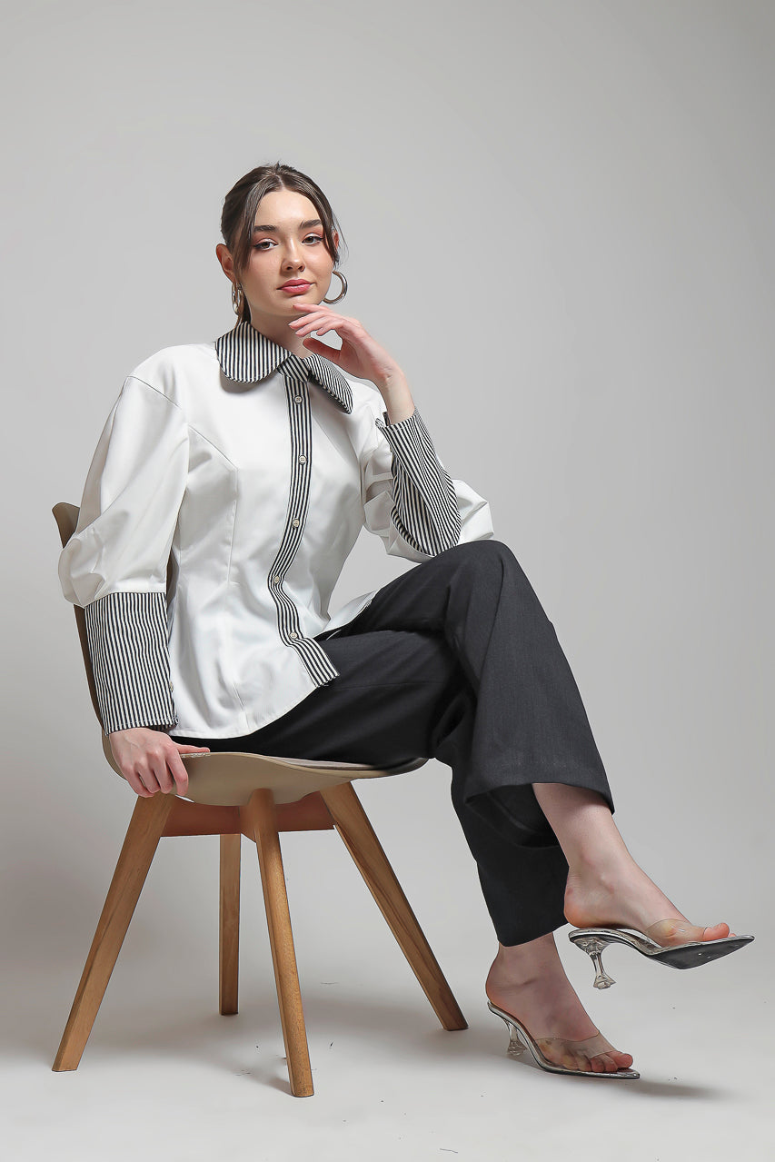 Bloom et Champs Rompi Violet Floral/ Kemeja Marcel Putih