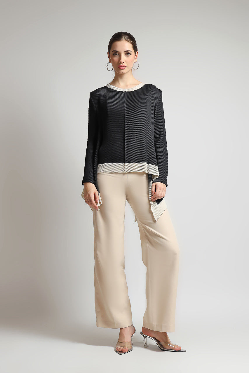 Bloom et Champs Top Kotak Pleats Monochrome