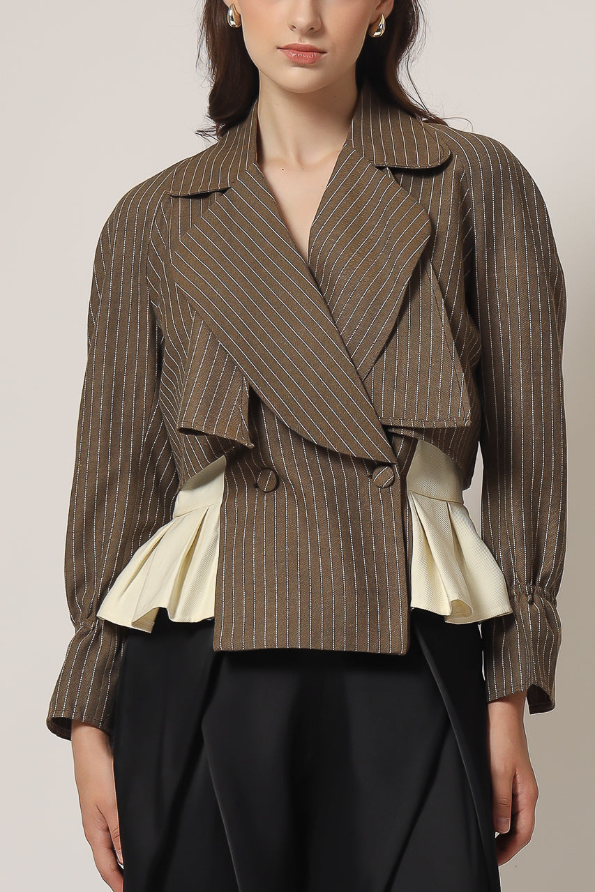 Bloom et Champs Kemeja Lipas Salur Mocha