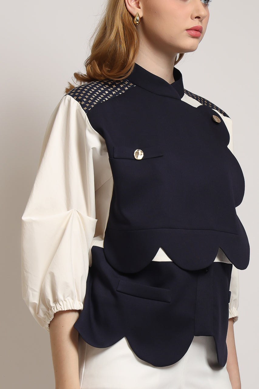 Bloom et Champs Blouse Scalloped Navy