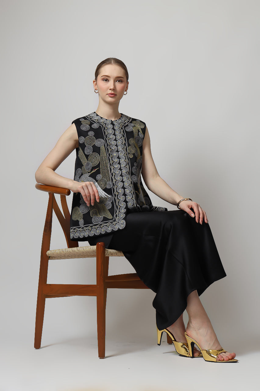 Bloom et Champs Abstract Embroidered Vest