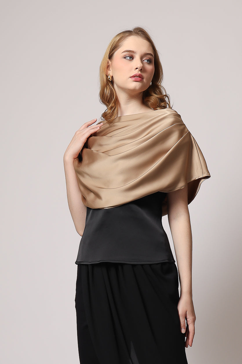 Bloom et Champs Top Kerah Ploi Coklat/ Celana Chiffon