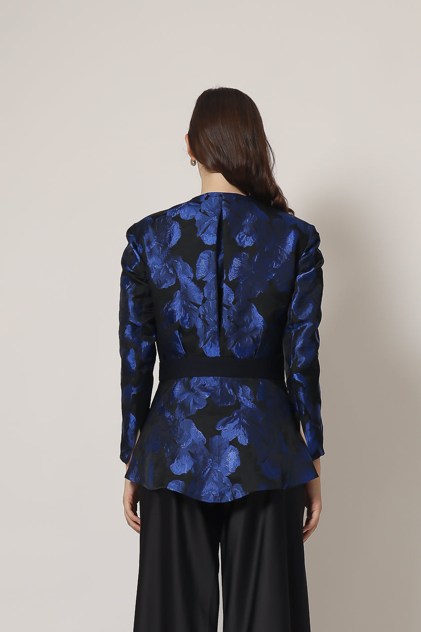Bloom et Champs Blueberry Floral Peplum Blouse