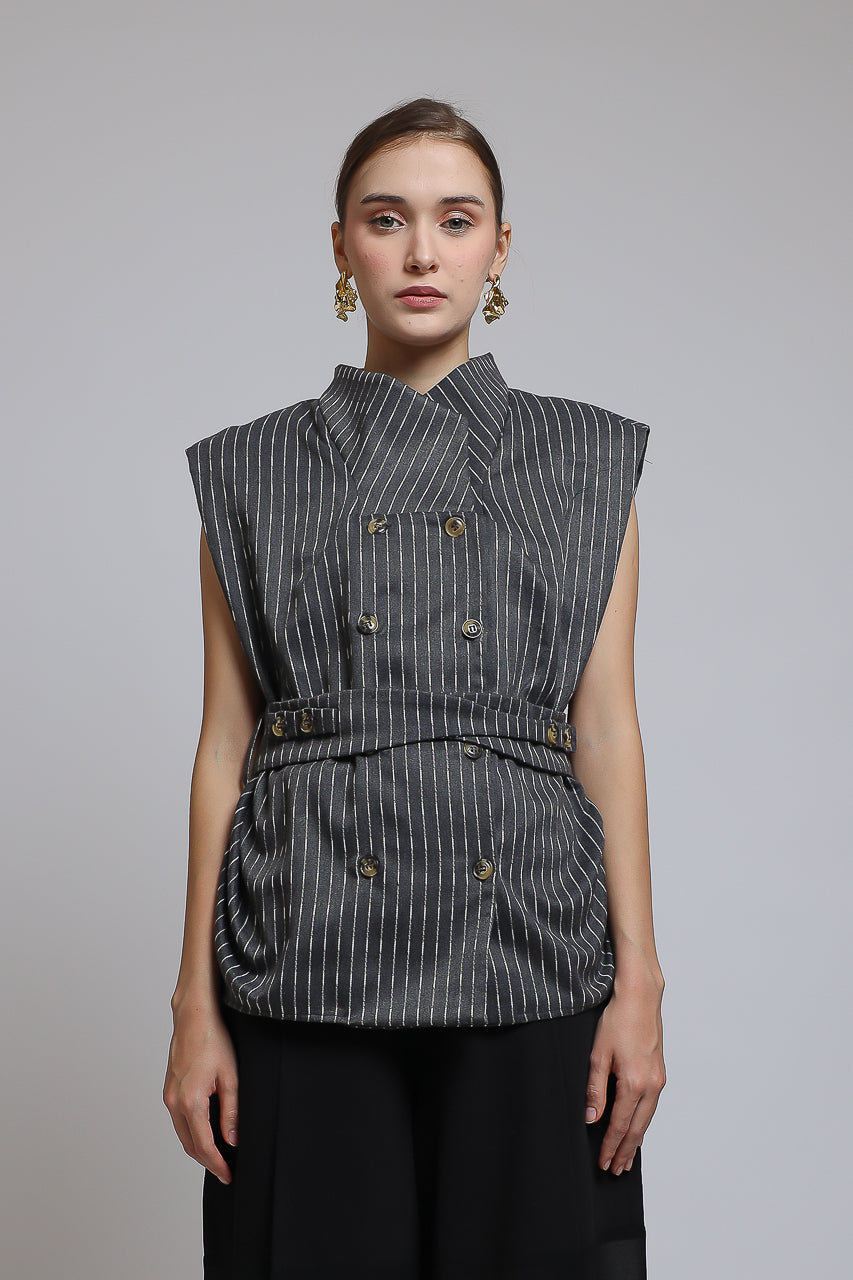Bloom et Champs Grey Wool Vest Blouse