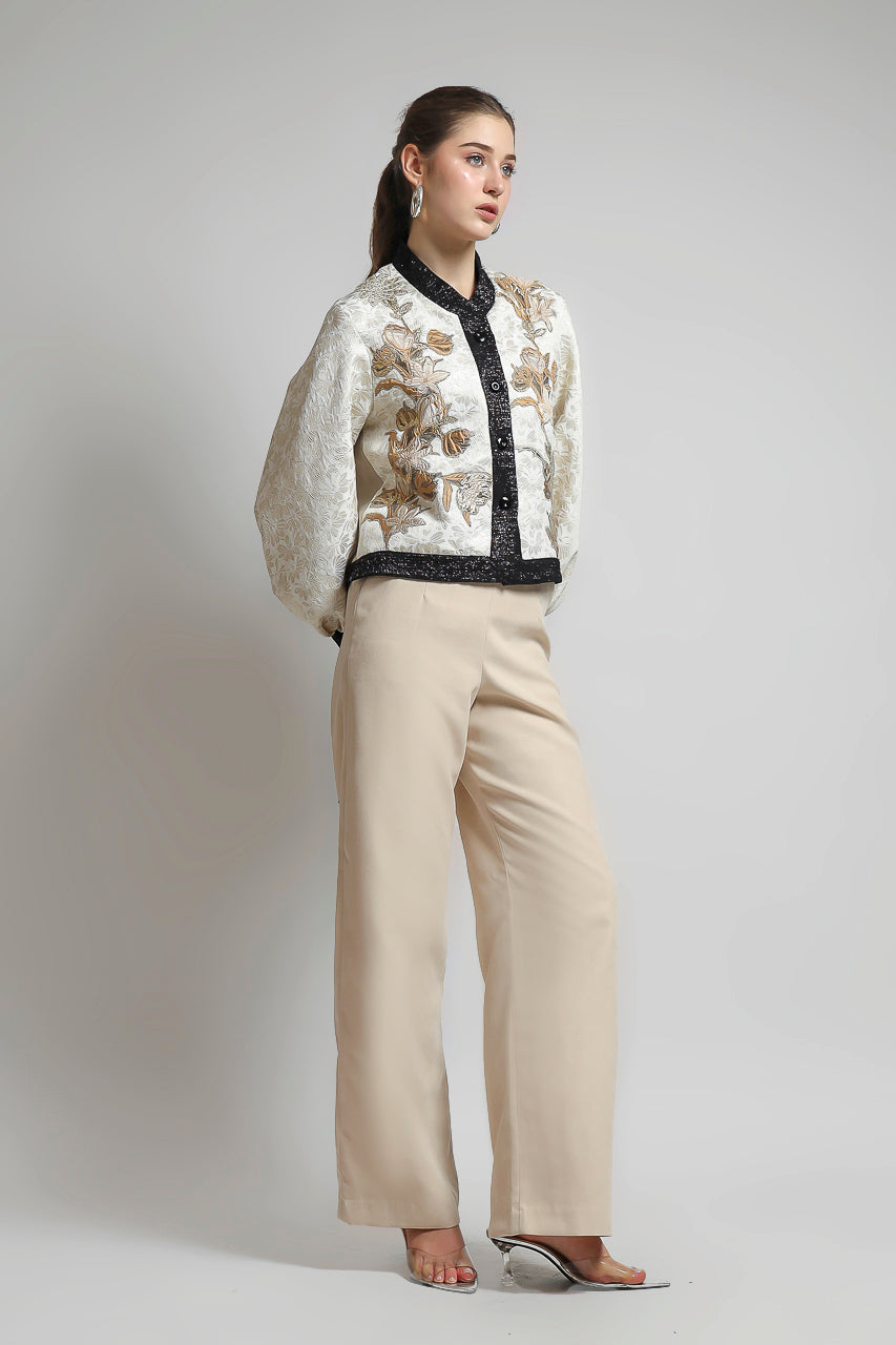 Bloom et Champs Blazer Jacquard Bordir Kembang