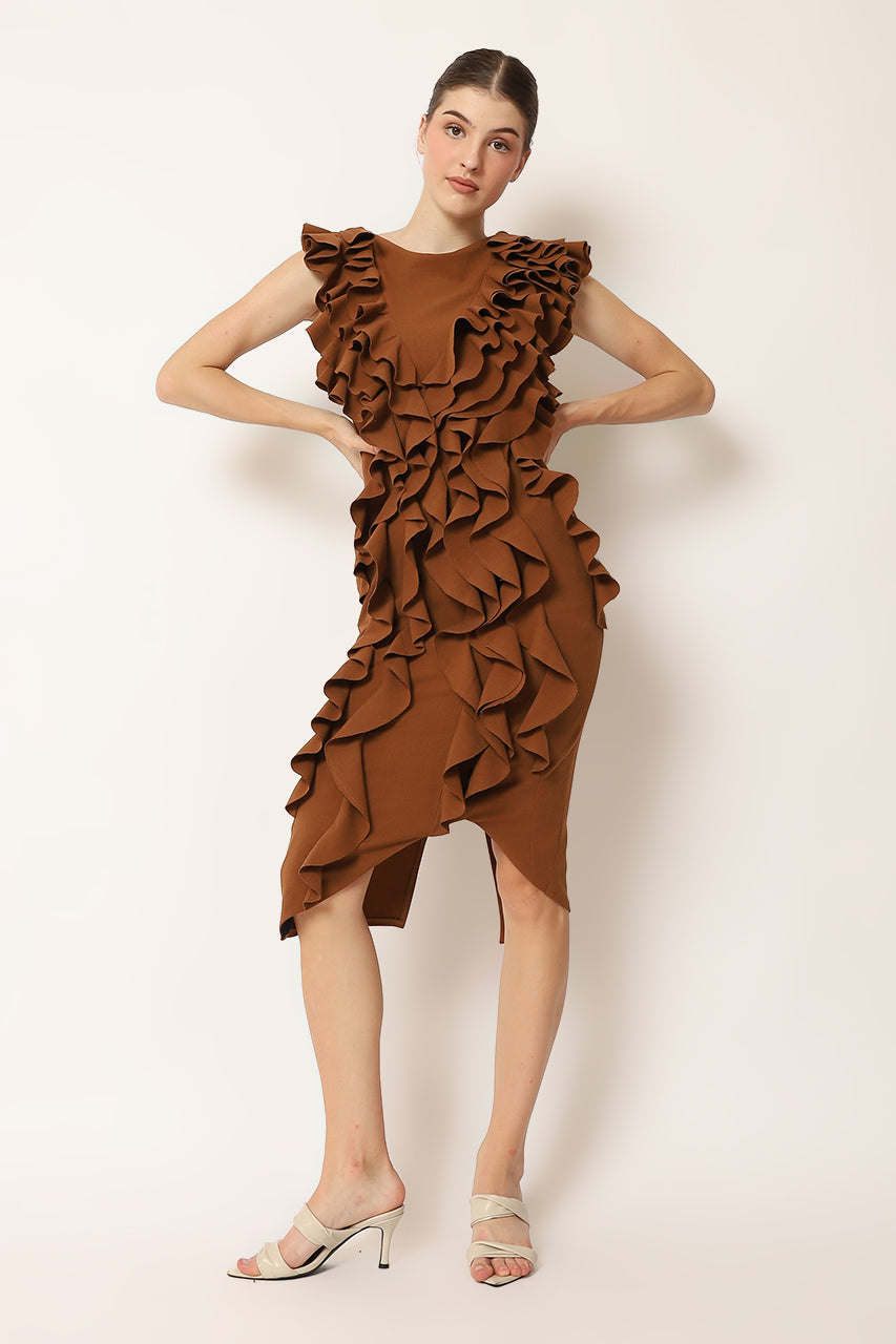 Bloom et Champs Dress Rample in Teracotta