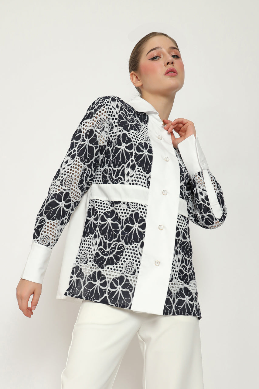 Bloom et Champs Kemeja Bordir Navy