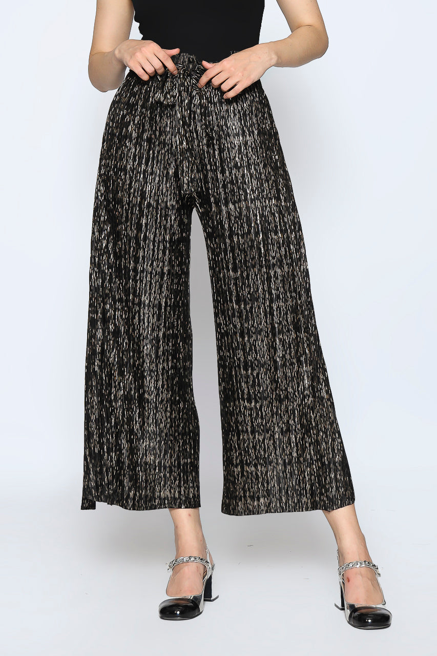 Bloom Pleats Blue Black Goldish Pants