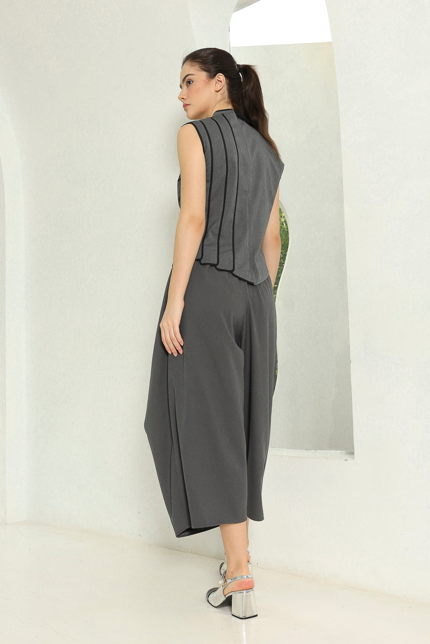 Bloom Et Champs Half List Brocade Top/Celana Kewer Abu