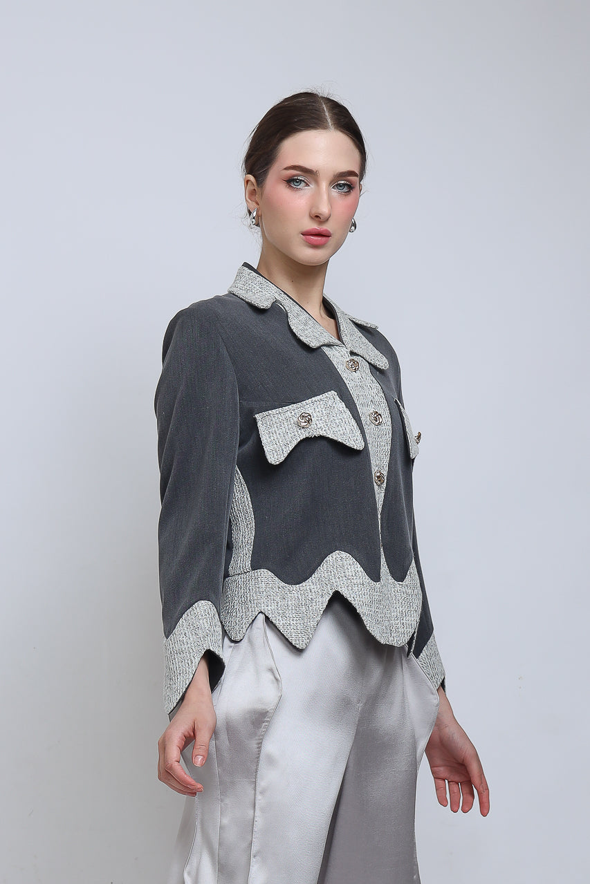 Bloom et Champs Blazer Mocci in Grey Tweed
