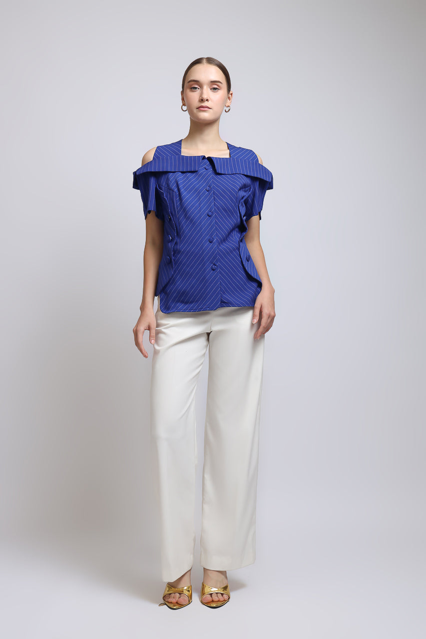 Bloom et Champs Stripe Sabrina in Coral Blue