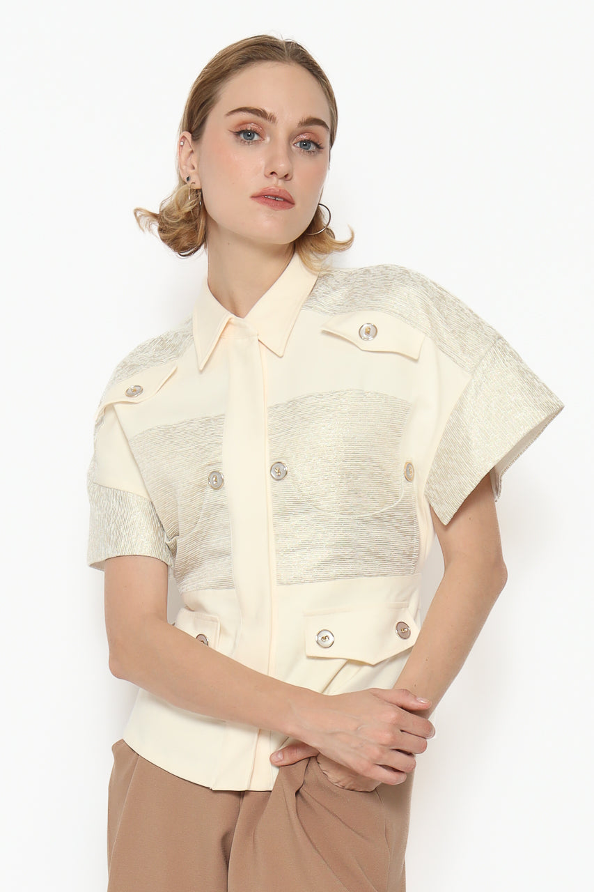 Bloom et Champs Kemeja Jacquard Kancing