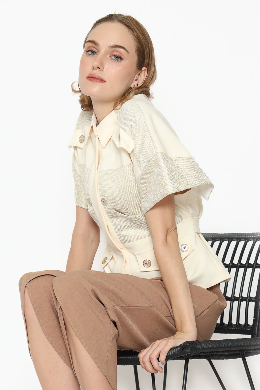 Bloom et Champs Kemeja Jacquard Kancing