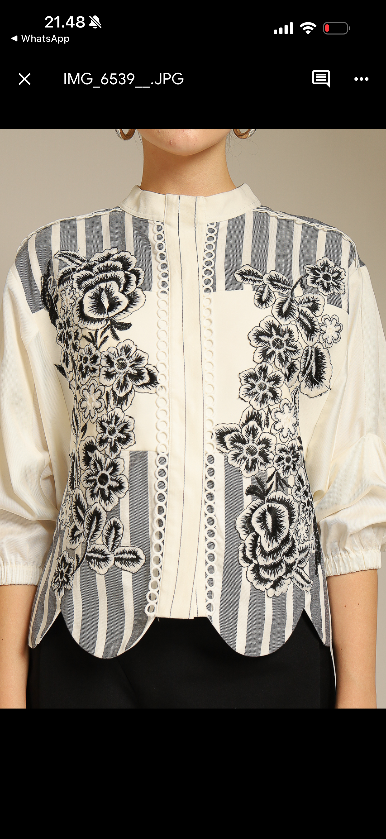 Bloom et Champs AK Floral Embroidered Scalloped Blouse