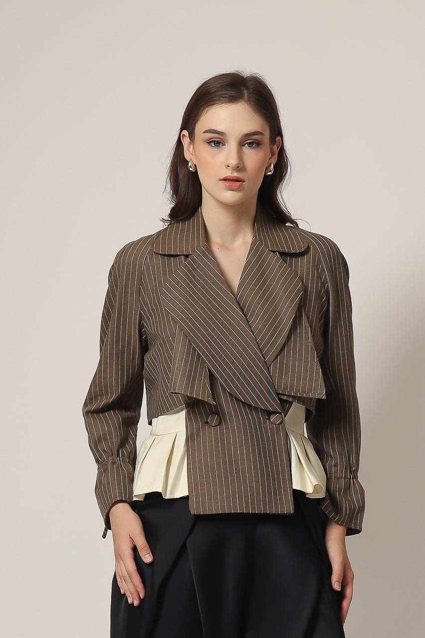 Bloom et Champs Kemeja Lipas Salur Mocha