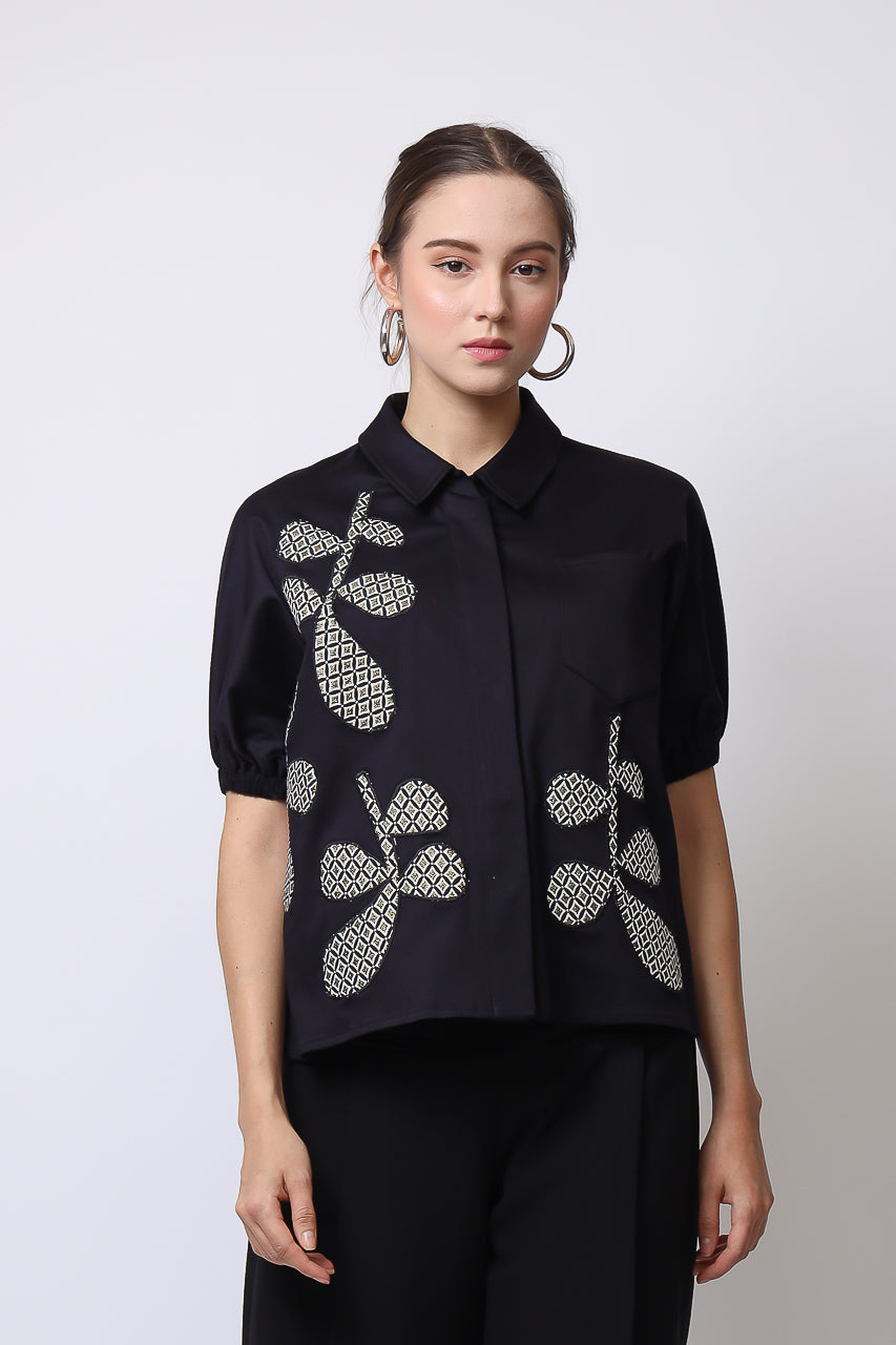 Bloom et Champs Kemeja Navy Maple Patch