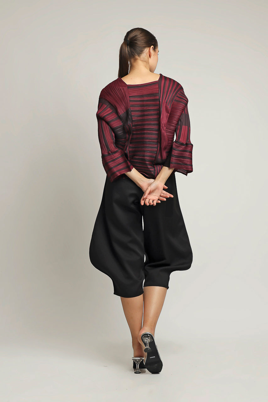 Bloom et Champs Maroon Pleats Top