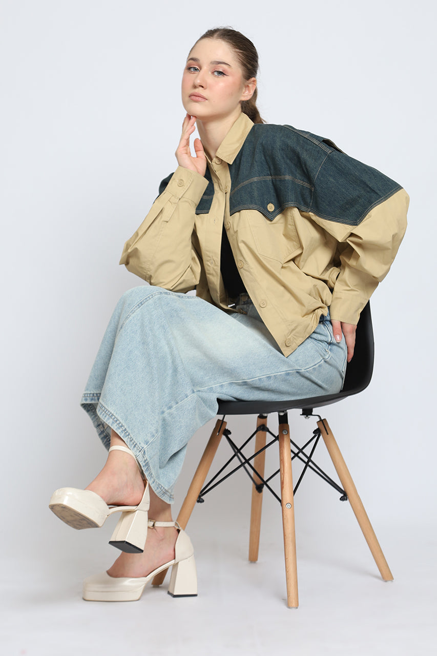 Bloom et Cotton Denim Block Top