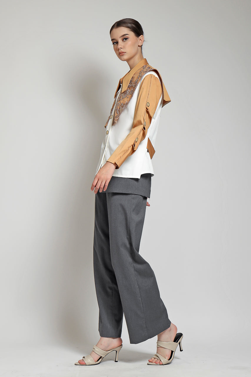 Bloom et Champs Kemeja Apron Payet Tangerine/ Celana DT Obi Abu