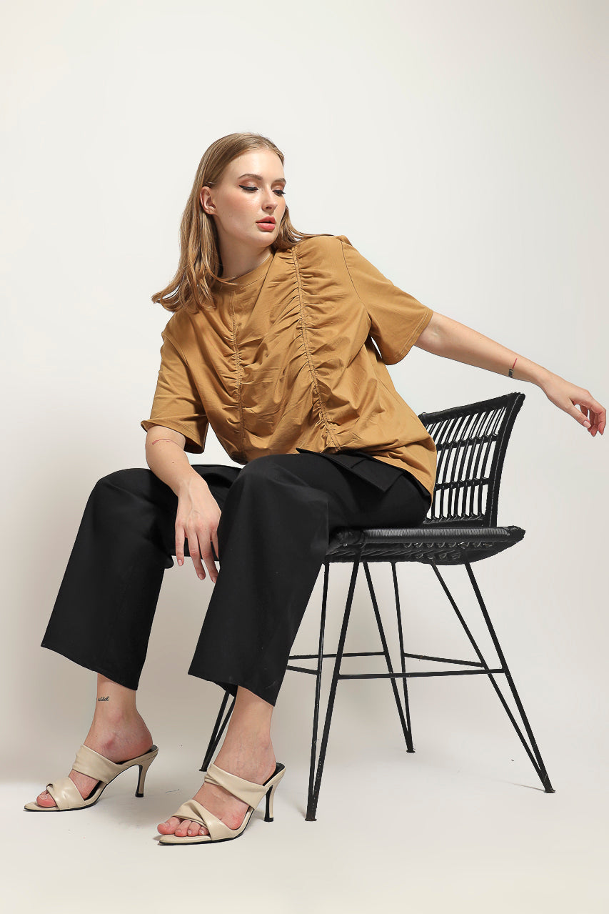 Bloom et Cotton Wrinkled Mocha Tee