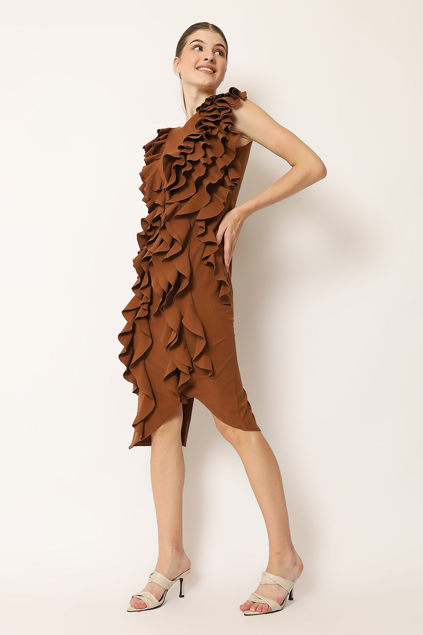 Bloom et Champs Dress Rample in Teracotta