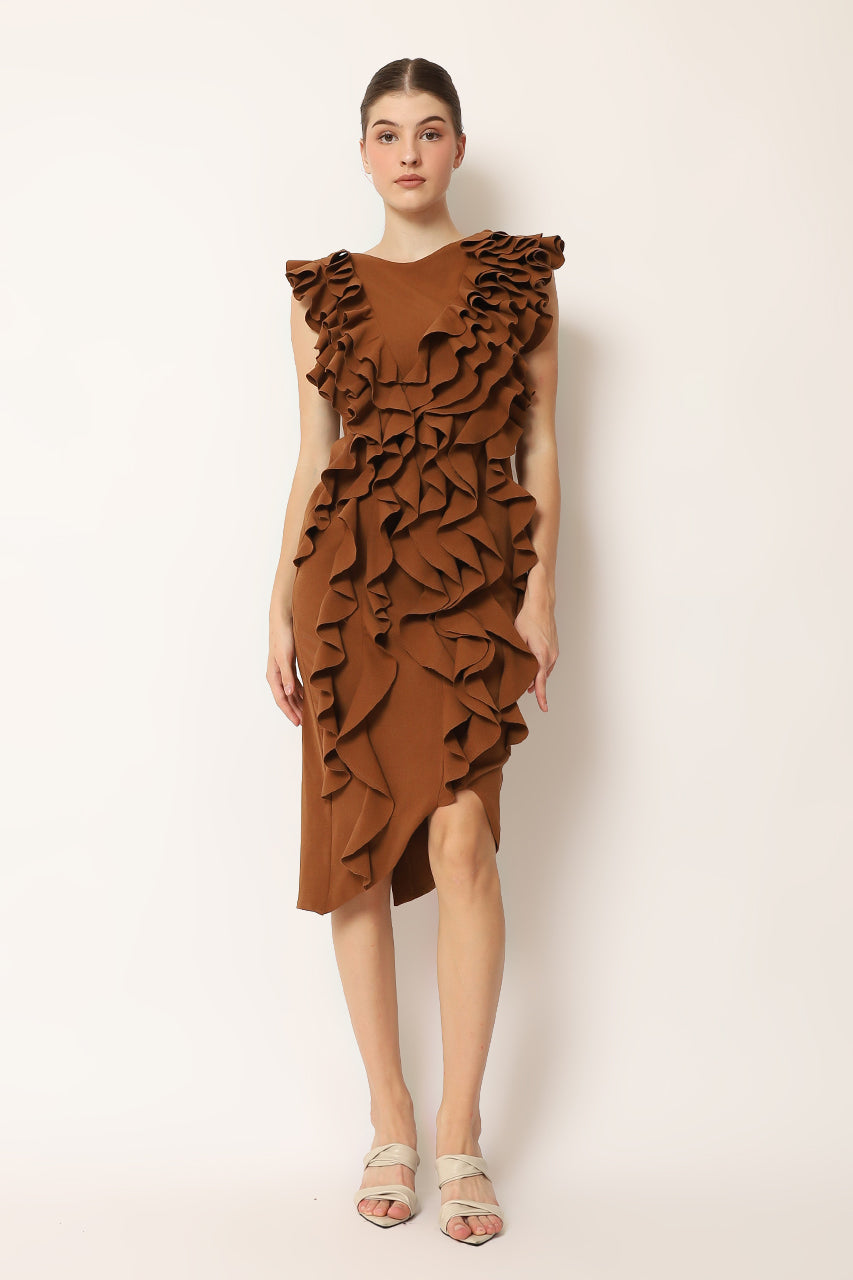 Bloom et Champs Dress Rample in Teracotta