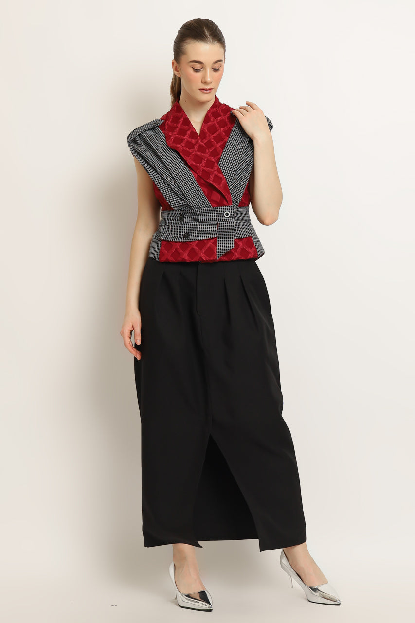 Bloom et Champs Set Top Embossed in Red
