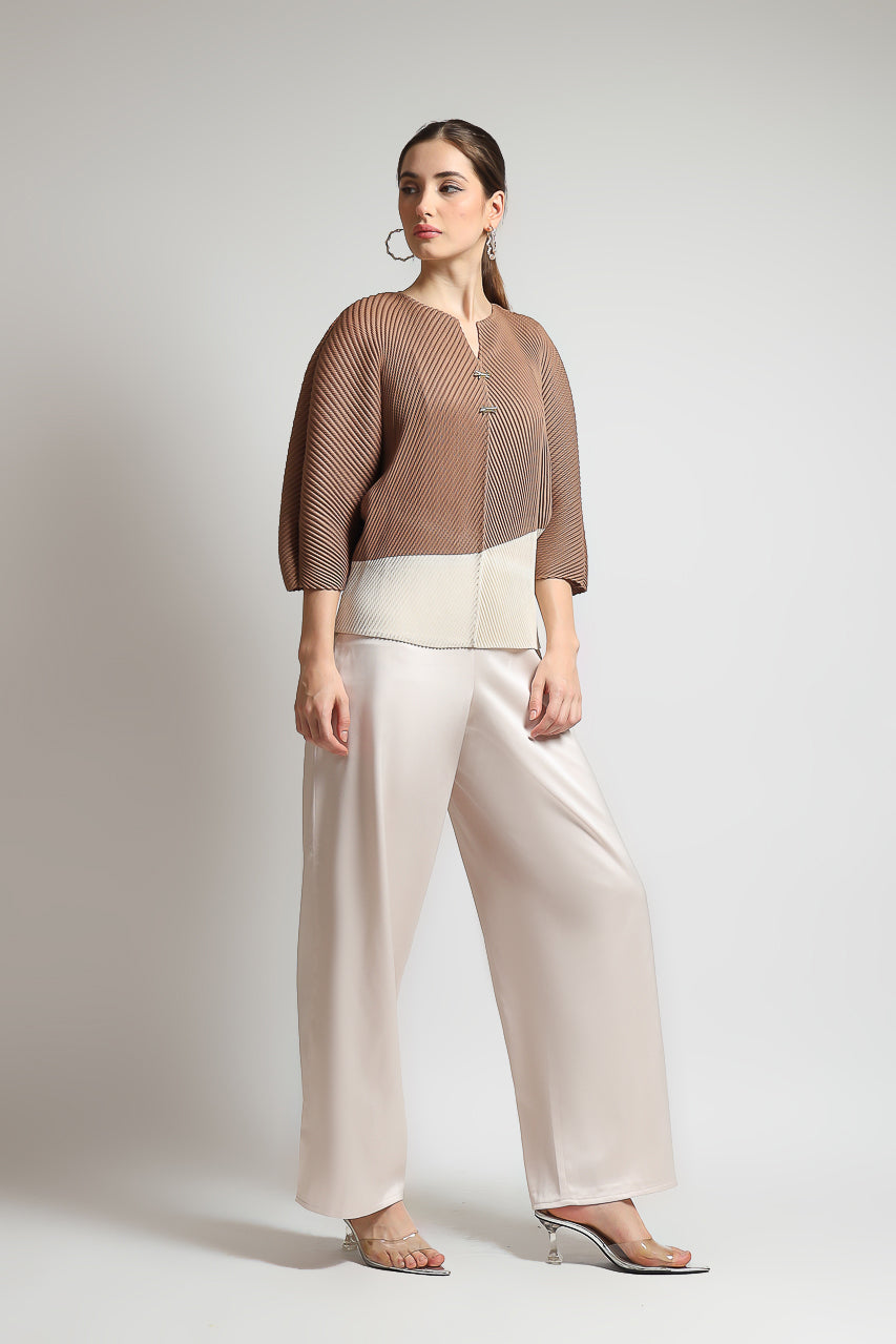 Bloom et Champs Duo Color Pleats Mocha/Off White