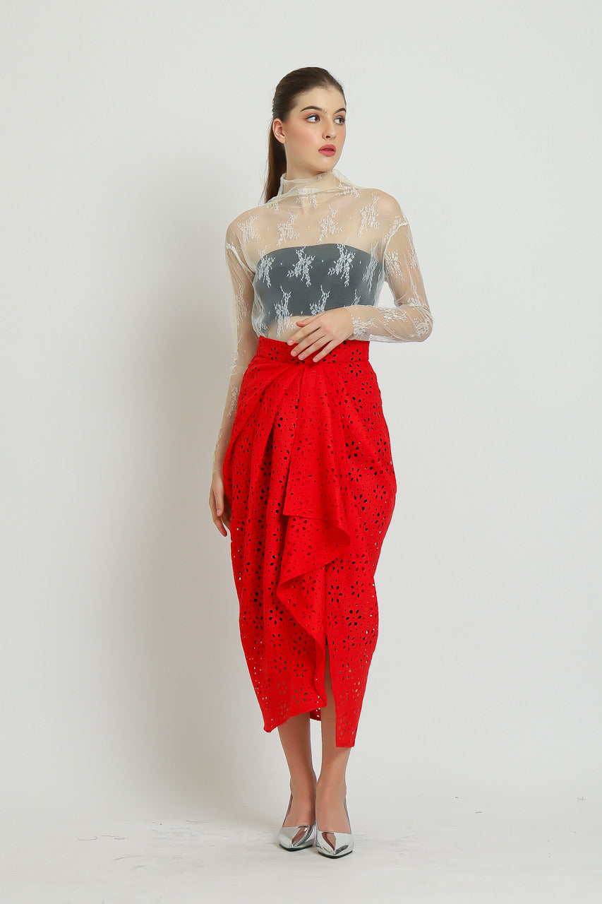 Bloom et Champs Rok Eyelet Linen Merah