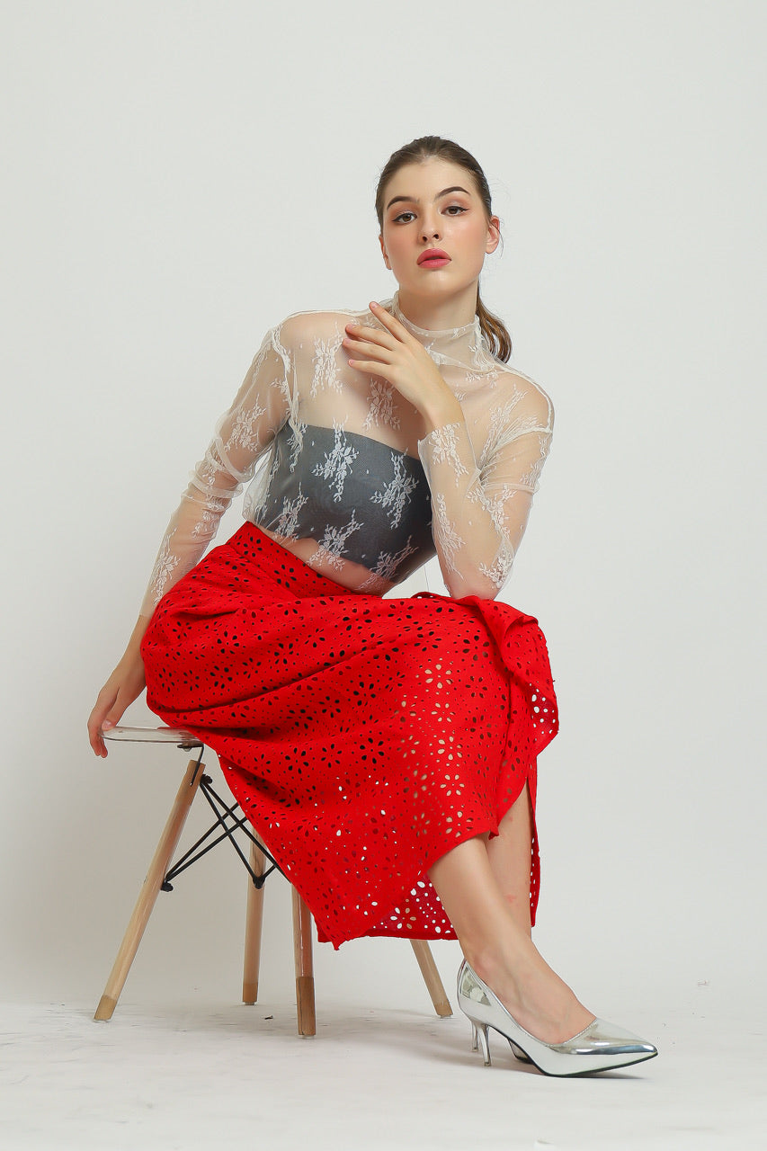 Bloom et Champs Rok Eyelet Linen Merah