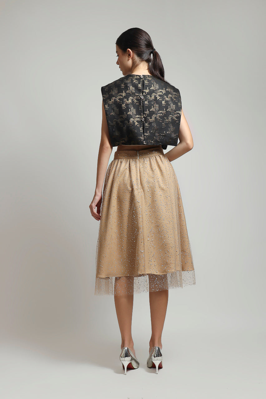 Bloom et Champs Tutu Skirt in Beige/Top Jacquard Kotak