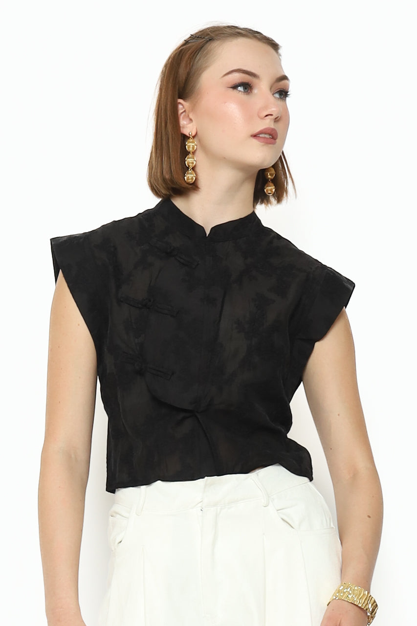 Bloom et Champs Changi Top Bordir Black