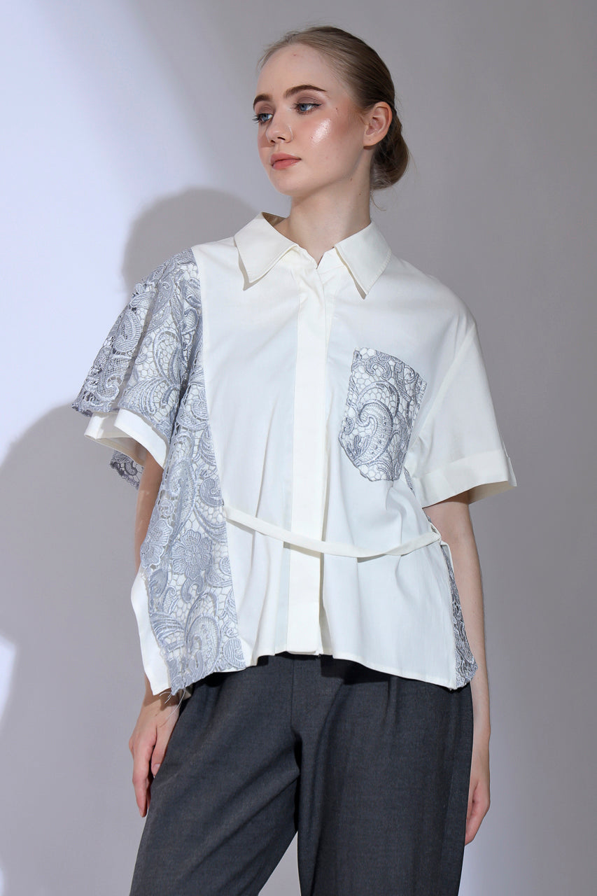 Bloom et Champs Kemeja Silver Brukat