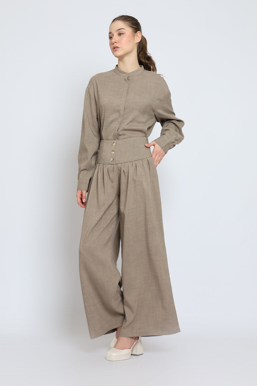 Bloom et Cotton Flowy Obi Shirt/ Hi waist Flowey Pants