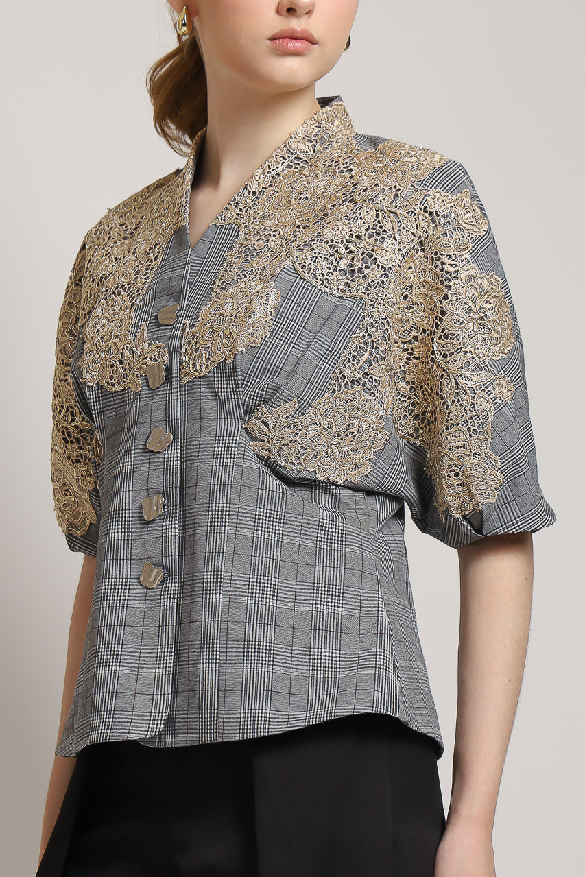 Bloom et Champs Caramel Blazer with Brocade