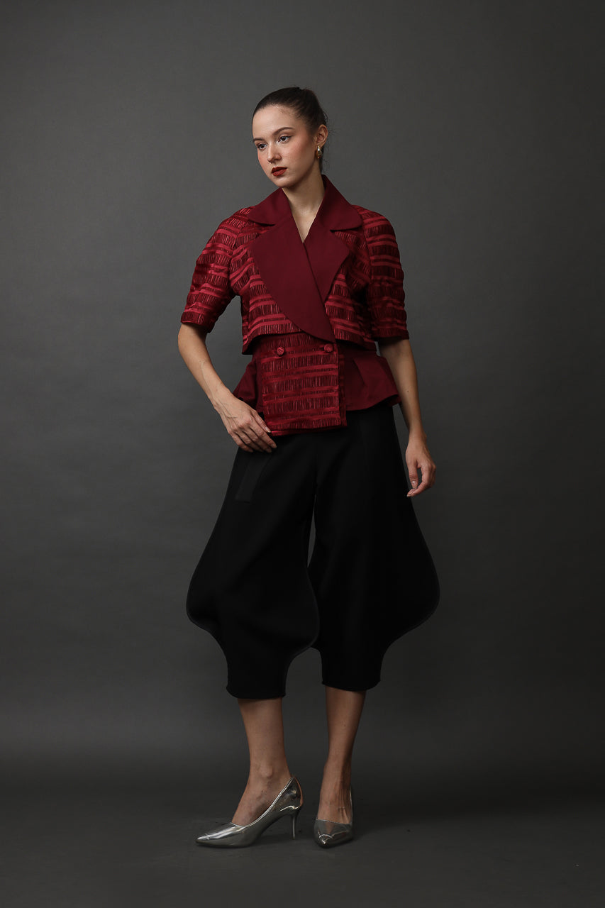 Bloom et Champs Maroon Inka Stripe Blouse/ Trumpet Pants