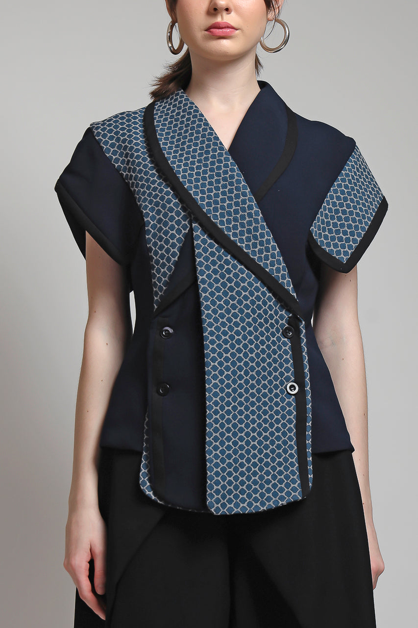 Bloom et Champs Blazer Checkered Navy