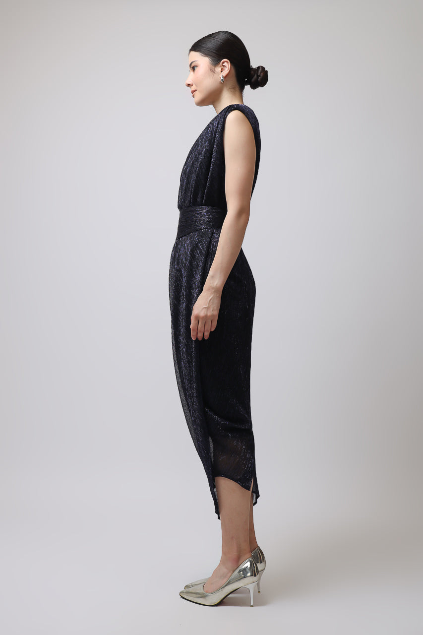 Bloom et Champs Silverish Dress in Blue Black