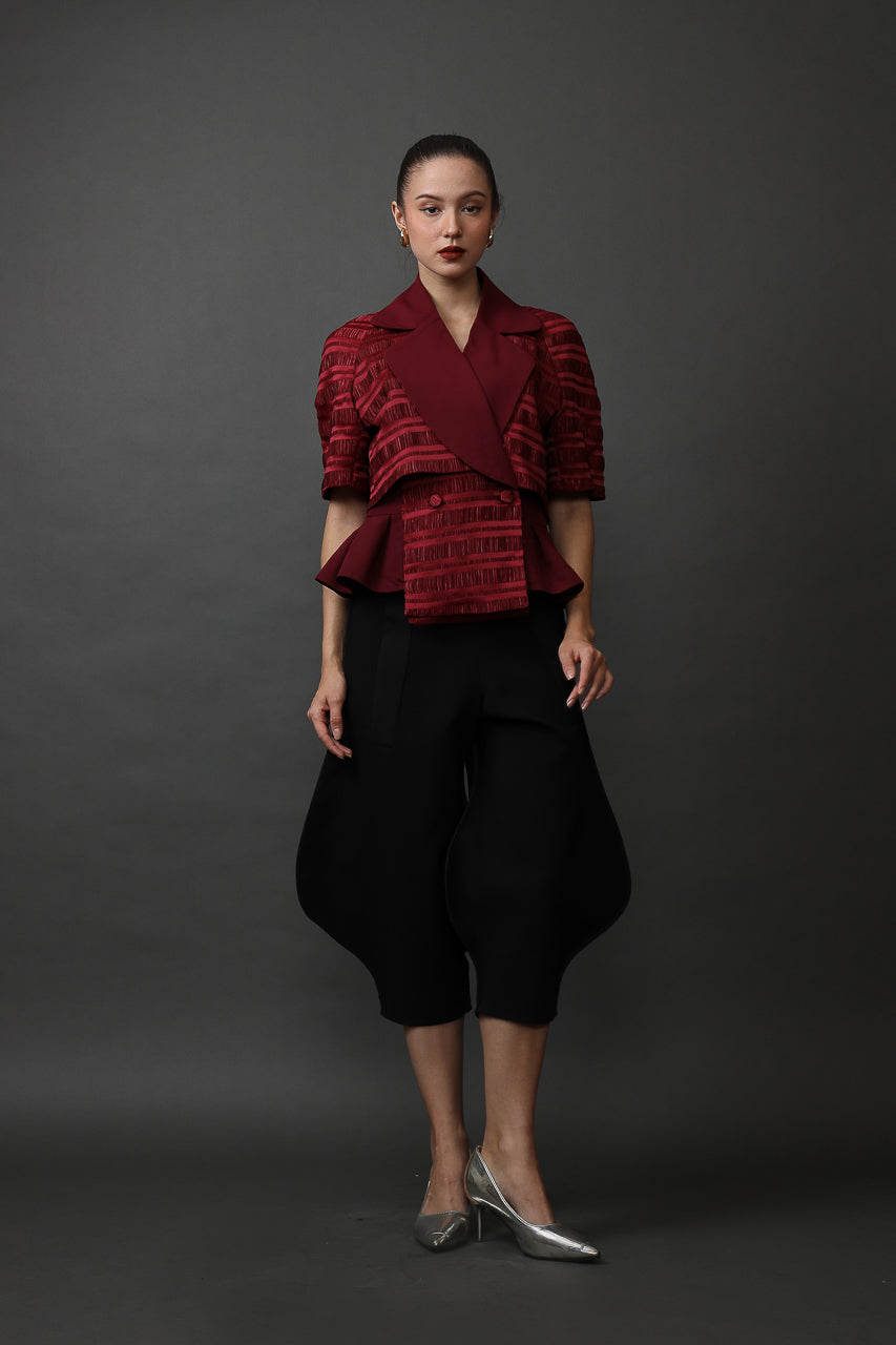 Bloom et Champs Maroon Inka Stripe Blouse/ Trumpet Pants