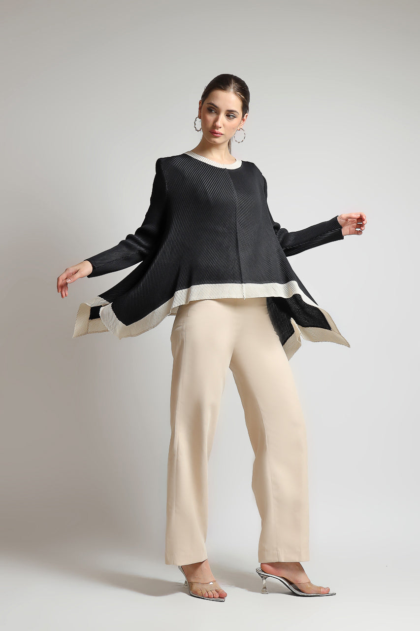 Bloom et Champs Top Kotak Pleats Monochrome