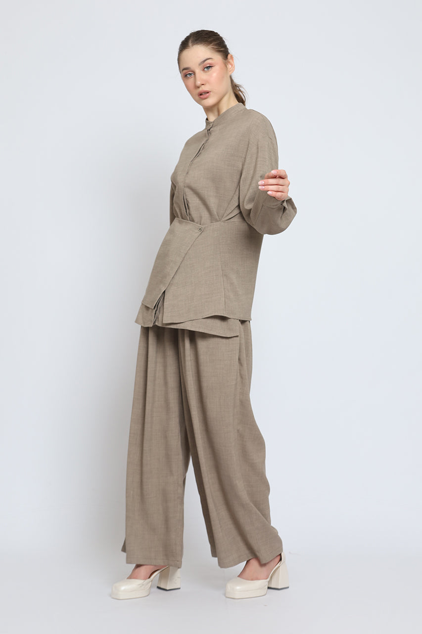 Bloom et Cotton Flowy Obi Shirt/ Hi waist Flowey Pants